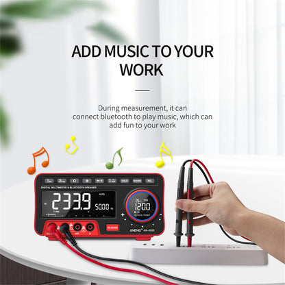 ANENG AN888S 19999 Counts Desktop Multi-function Digital Multimeter LCD Volt Amp Ohm Capacitance Tester with Bluetooth Speaker/Test Accessories (No Battery)