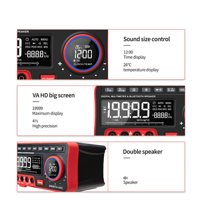 ANENG AN888S 19999 Counts Desktop Multi-function Digital Multimeter LCD Volt Amp Ohm Capacitance Tester with Bluetooth Speaker/Test Accessories (No Battery)