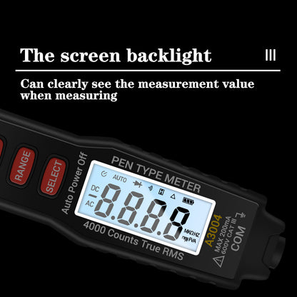 ANENG A3004 Multimeter Pen Meter 4000 Counts Non Contact AC/DC Voltage Resistance Capacitance Diode Continuity Tester