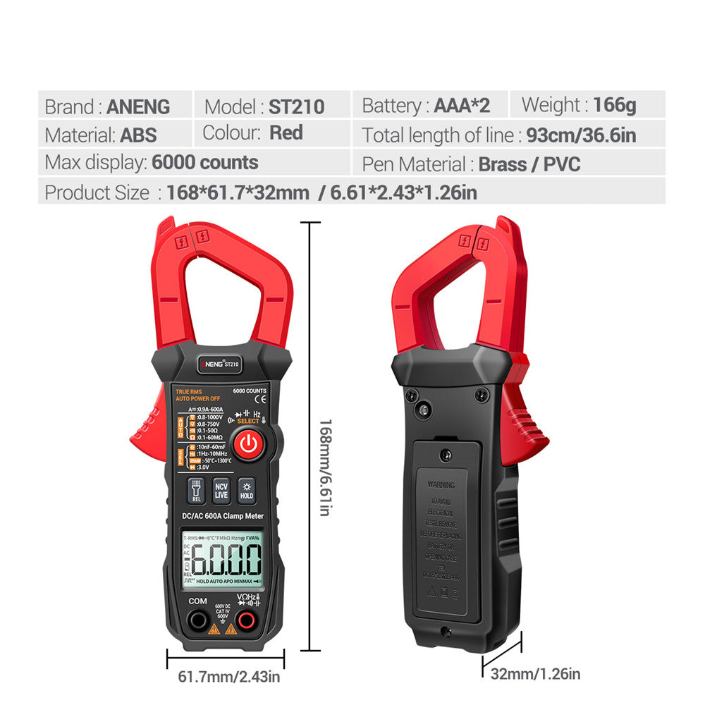 ANENG ST210 True RMS 6000 Counts Professional Smart Clamp Multimeter DC/AC 600A AUTO Digital Meter Current Tester