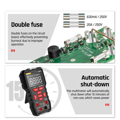 ANENG AN82 PRO 9999 Counts Intelligent Digital Multimeter Auto Range Electrical Tester AC/DC Ammeter Voltage with 16-in-1 Test Line (VA Display Screen)