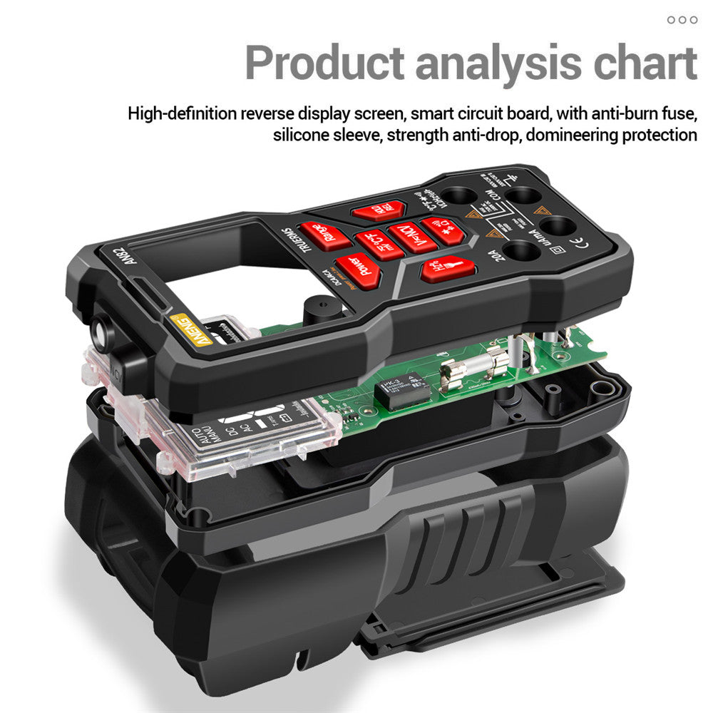 ANENG AN82 PRO 9999 Counts Intelligent Digital Multimeter Auto Range Electrical Tester AC/DC Ammeter Voltage with 16-in-1 Test Line (VA Display Screen)