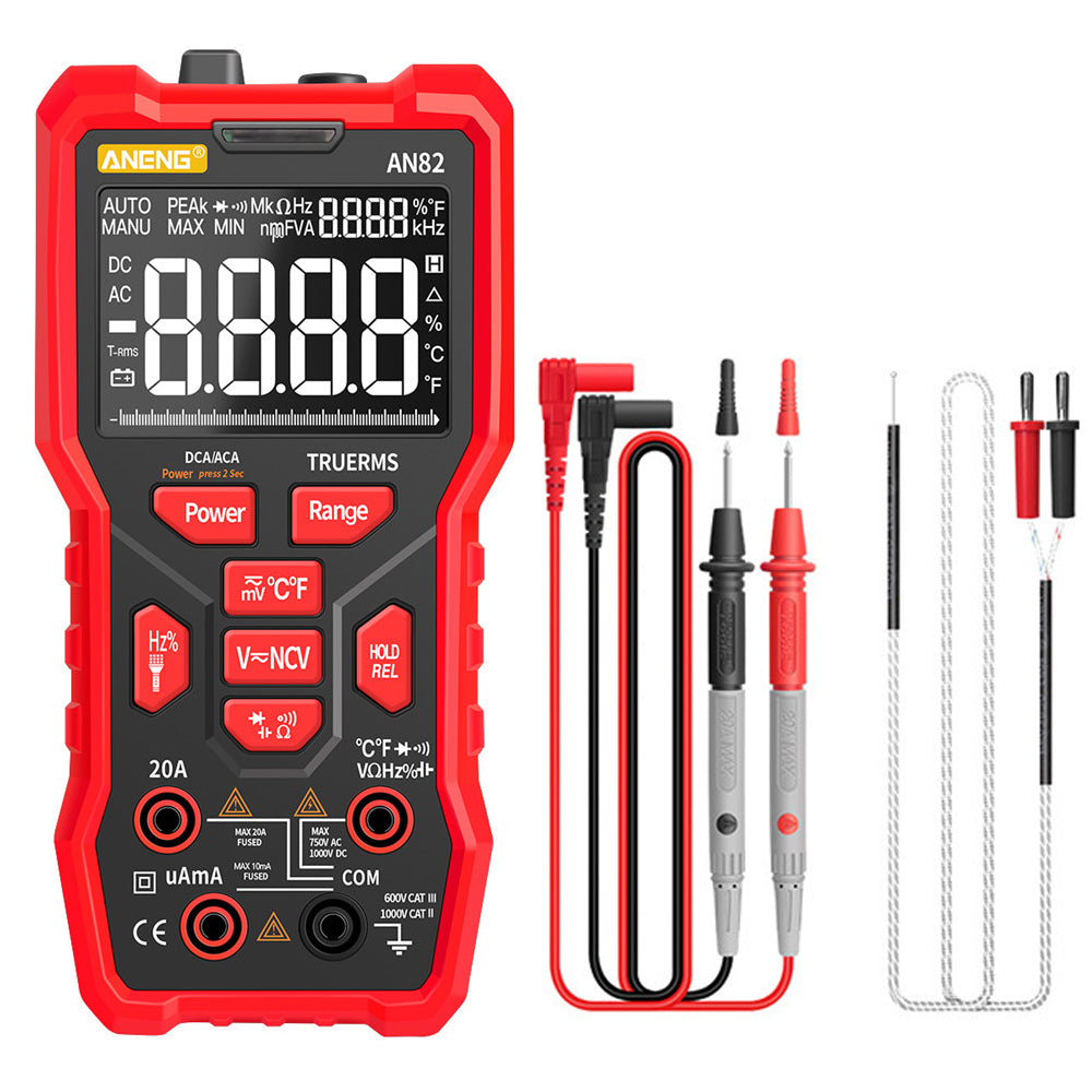 ANENG AN82 PRO 9999 Counts Intelligent Digital Multimeter Auto Range Electrical Tester AC/DC Ammeter Voltage with 16-in-1 Test Line (VA Display Screen)