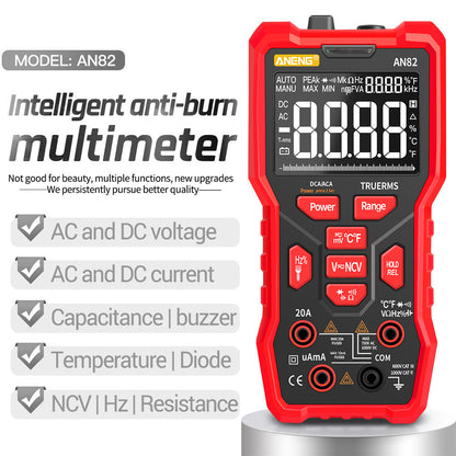 ANENG AN82 PRO 9999 Counts Intelligent Digital Multimeter Auto Range Electrical Tester AC/DC Ammeter Voltage with 16-in-1 Test Line (VA Display Screen)