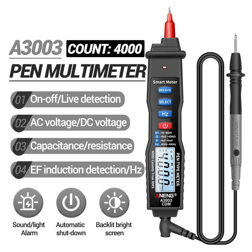 ANENG A3003 Digital Pen Auto Multimeter 4000 Counts Smart Meter with NCV AC/DC Voltage Resistance Capacitance Tester