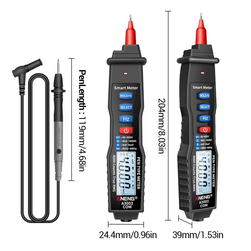 ANENG A3003 Digital Pen Auto Multimeter 4000 Counts Smart Meter with NCV AC/DC Voltage Resistance Capacitance Tester