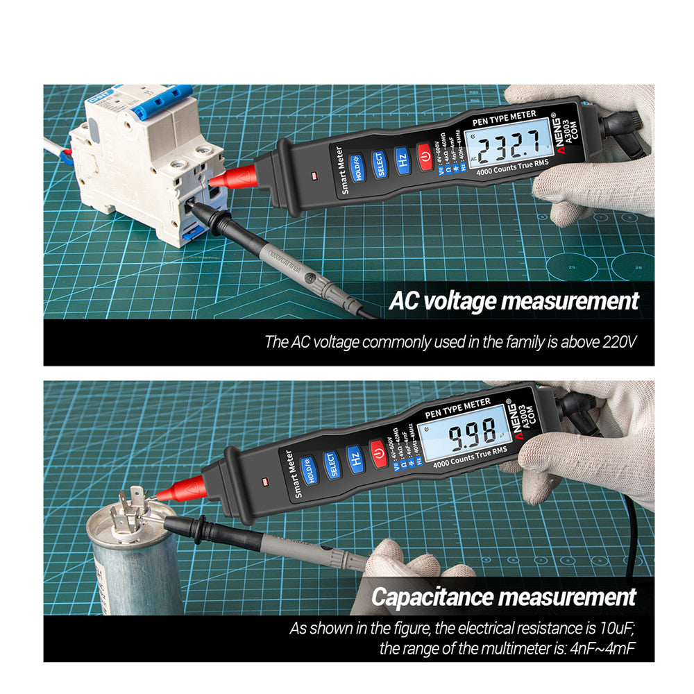 ANENG A3003 Digital Pen Auto Multimeter 4000 Counts Smart Meter with NCV AC/DC Voltage Resistance Capacitance Tester