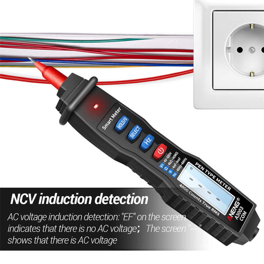 ANENG A3003 Digital Pen Auto Multimeter 4000 Counts Smart Meter with NCV AC/DC Voltage Resistance Capacitance Tester