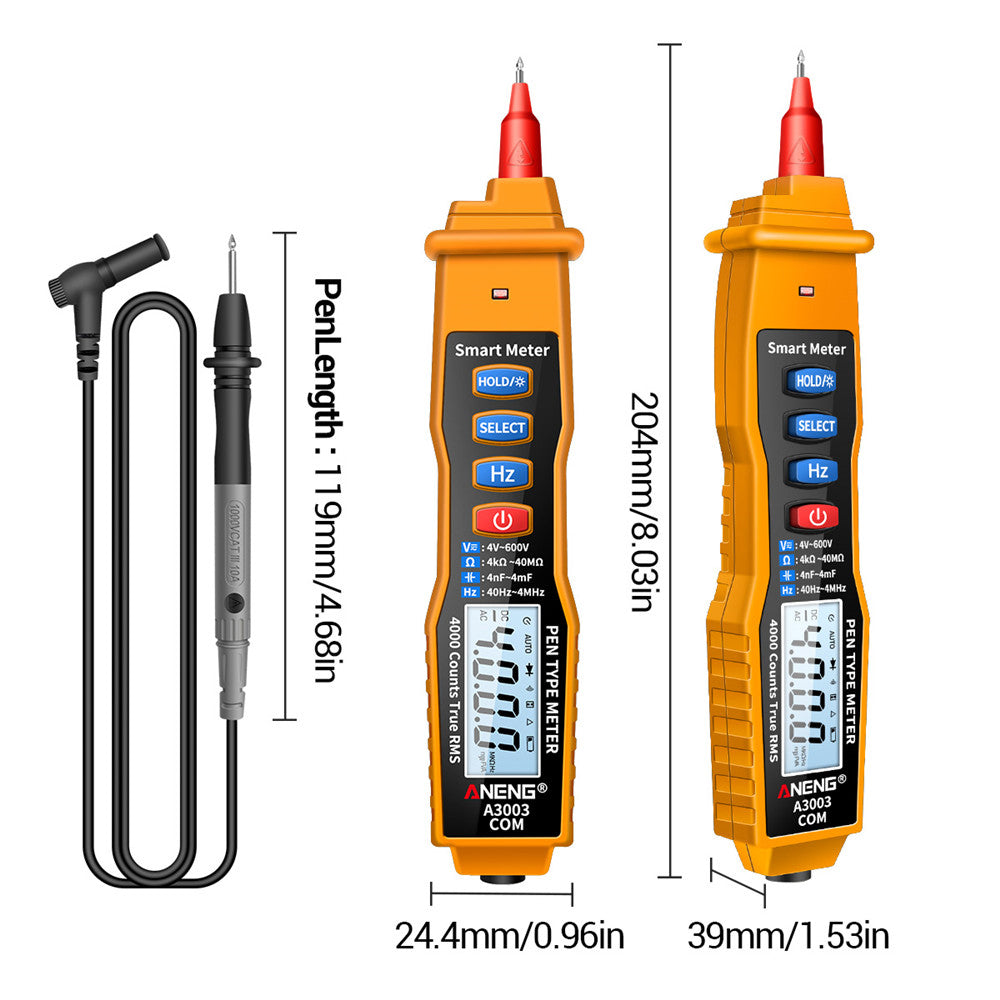 ANENG A3003 Digital Pen Auto Multimeter 4000 Counts Smart Meter with NCV AC/DC Voltage Resistance Capacitance Tester