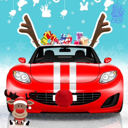 ZY750 Christmas Ornament Car Decoration Reindeer Antlers and Nose Decor Auto Accessories