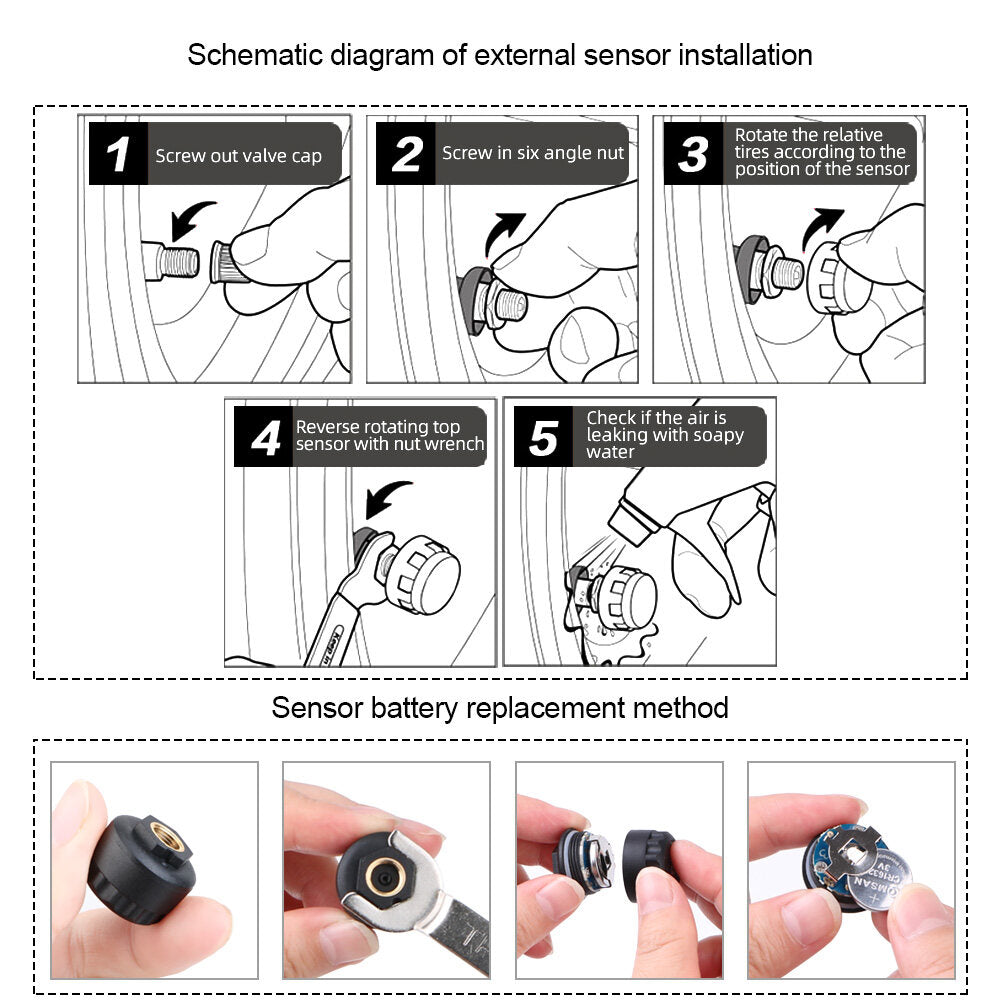 Car TPMS Tyre Pressure Monitoring System Digital LCD Display Auto Security Tyre Pressure Alarm System