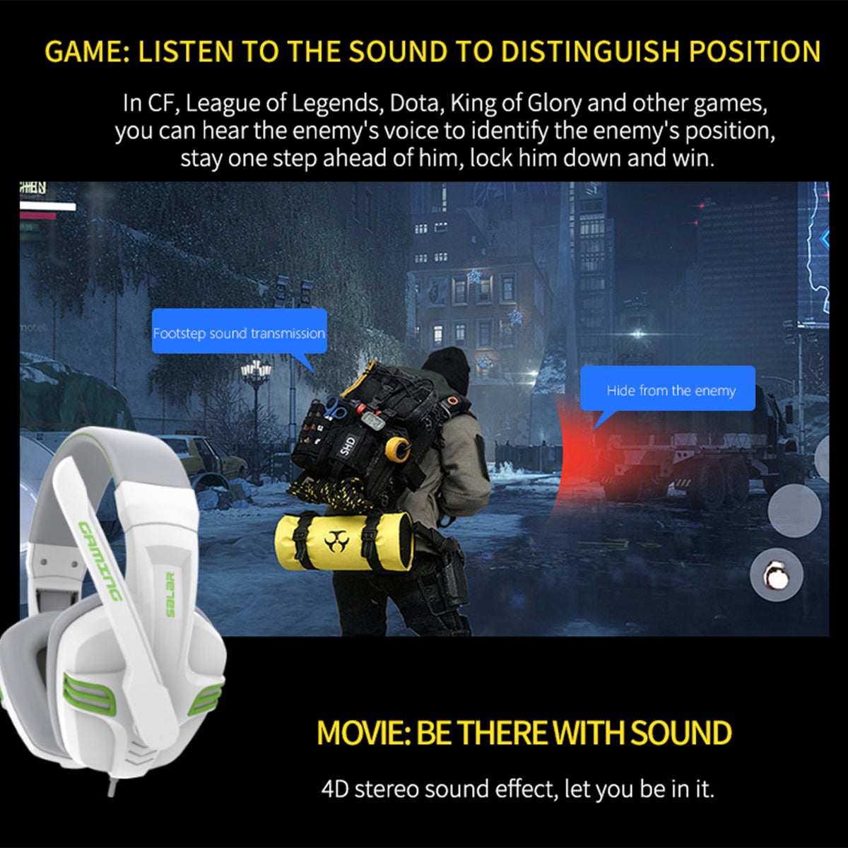 SALAR KX101 Wired Headphones Heavy Bass Gaming Earphones with Microphone Professional Computer Gamer Headset