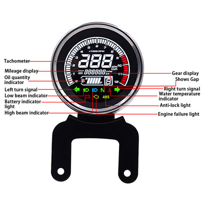 WUPP CS-782A1 LCD Light Digital Speedometer 12V Motorcycle Replacement Tachometer Odometer Fuel Gauge Oil