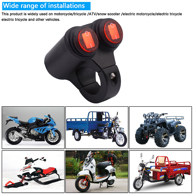 WUPP CS-677B1 Motorcycle Handlebar Dual Button Headlight Switch Waterproof Motorcycle Fog Light Spotlight Switch with Indicator