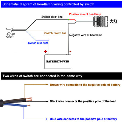 WUPP CS-677B1 Motorcycle Handlebar Dual Button Headlight Switch Waterproof Motorcycle Fog Light Spotlight Switch with Indicator