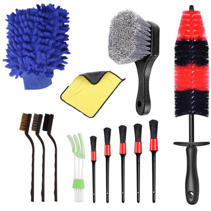 13pcs Car Detailing Cleaning Brushes Car Cleaning Tools Microfiber Towel Automobile Air Vents Wheel Wash Kit