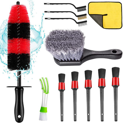 13pcs Car Detailing Cleaning Brushes Car Cleaning Tools Microfiber Towel Automobile Air Vents Wheel Wash Kit