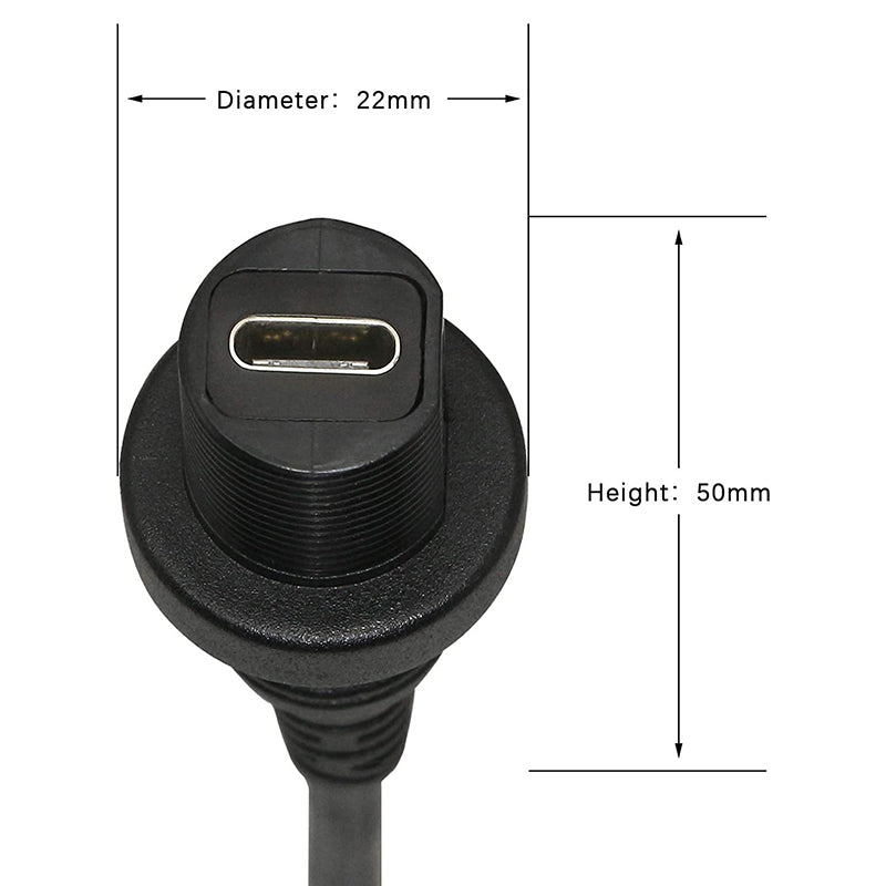 1m PC Extension Cable USB C 2.0 Male to Female Adaptor Cord Dashboard Data Cable for Desktop Computer Support Charging Data Sync - Black