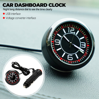 Luminous Mini Car Dashboard Round Quartz Clock Vehicle Interior Decoration