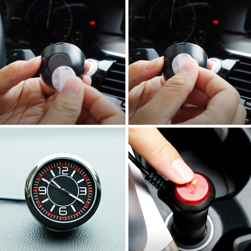 Luminous Mini Car Dashboard Round Quartz Clock Vehicle Interior Decoration