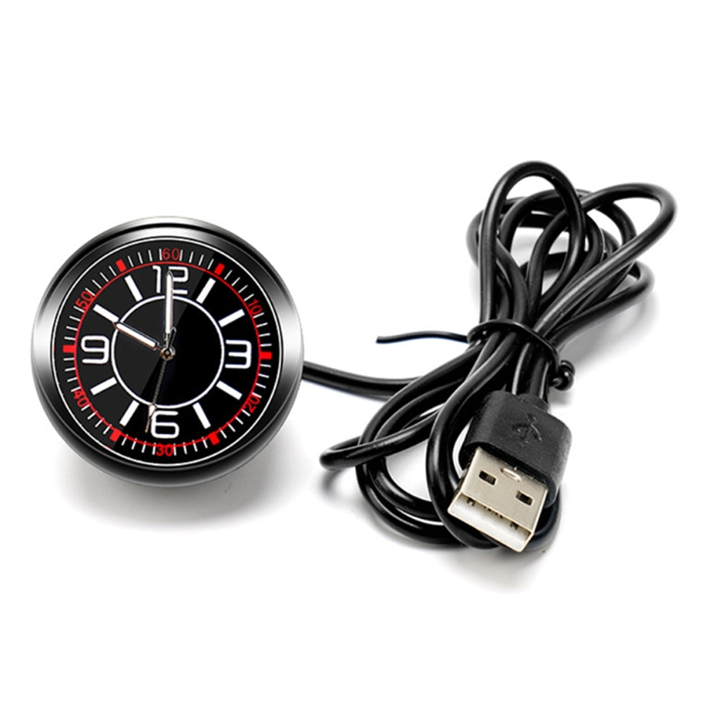 Luminous Mini Car Dashboard Round Quartz Clock Vehicle Interior Decoration