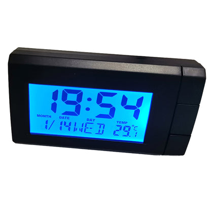 2-in-1 Blue Backlight Car LCD Digital Clock Temperature Display Thermometer Electronic Clock Car Ornament