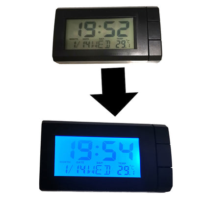 2-in-1 Blue Backlight Car LCD Digital Clock Temperature Display Thermometer Electronic Clock Car Ornament