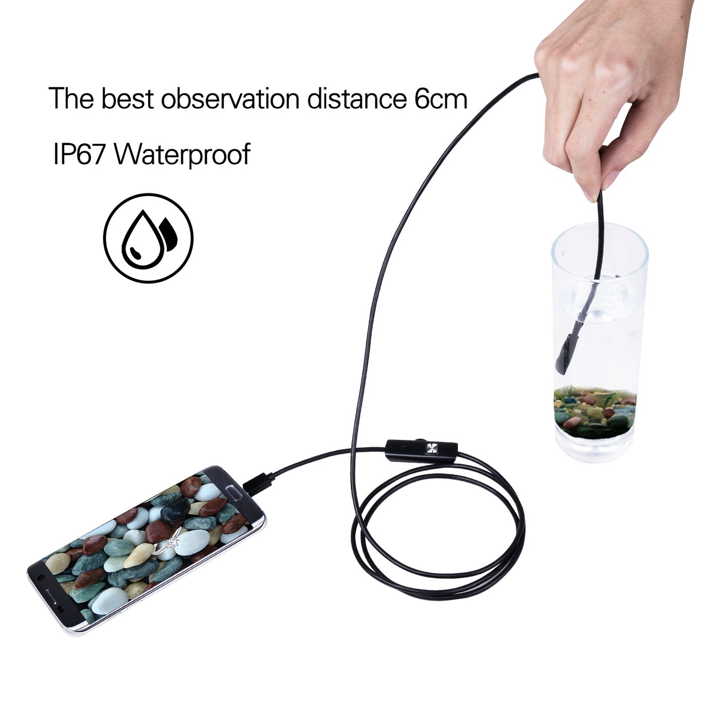 1m USB Inspection Camera Borescope Scope Camera with 5.5mm/6 LED Lights for Android Windows IP67 Waterproof Smart Phone Endoscope