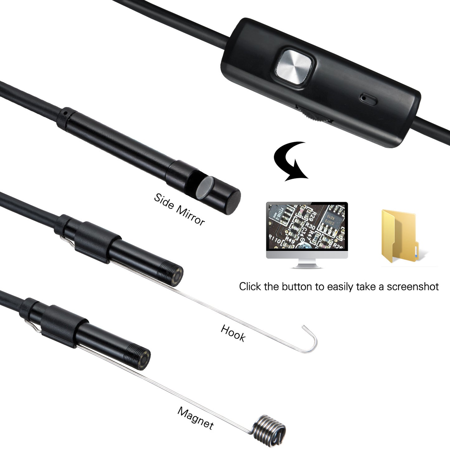 1m USB Inspection Camera Borescope Scope Camera with 5.5mm/6 LED Lights for Android Windows IP67 Waterproof Smart Phone Endoscope