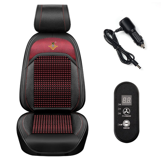 XIONGGUAN AM001 Intelligent Massage Wood Beaded Car Seat Cushion 3 Gears Cooling Ventilated Lumbar Back Pad