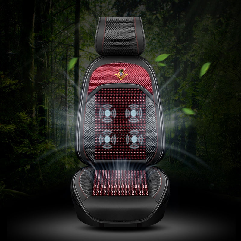 XIONGGUAN AM001 Intelligent Massage Wood Beaded Car Seat Cushion 3 Gears Cooling Ventilated Lumbar Back Pad