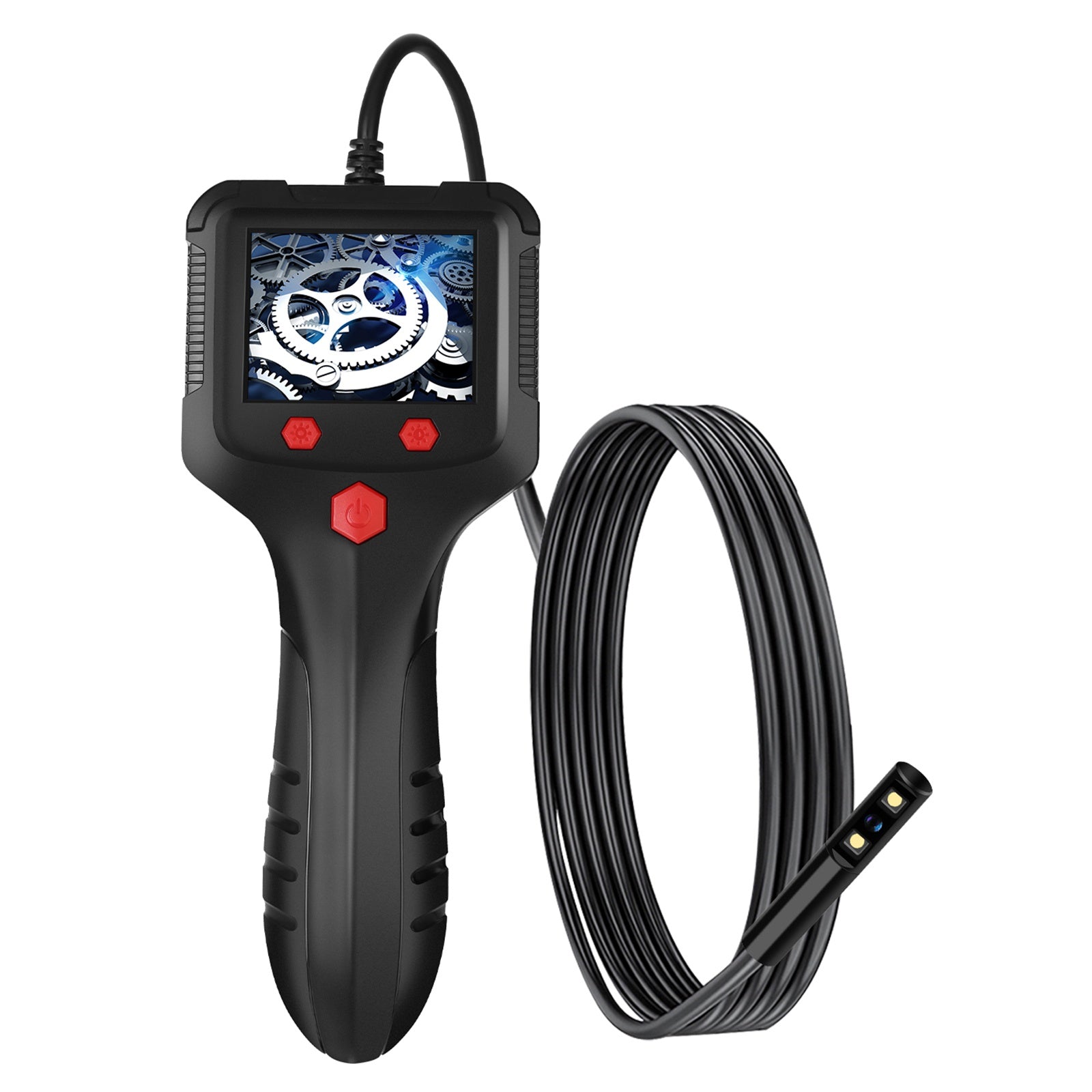 P100 2m Rigid Cable, 6-LED Pipe Inspection Borescope 8mm Lens 2.4 Inch IPS Screen HD 1080P Industrial Endoscope Camera