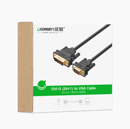 UGREEN 30838 DVI-D 24+1 Male to VGA Male Video Cable Adapter Cord 1.5m for HDTV Projector Computer