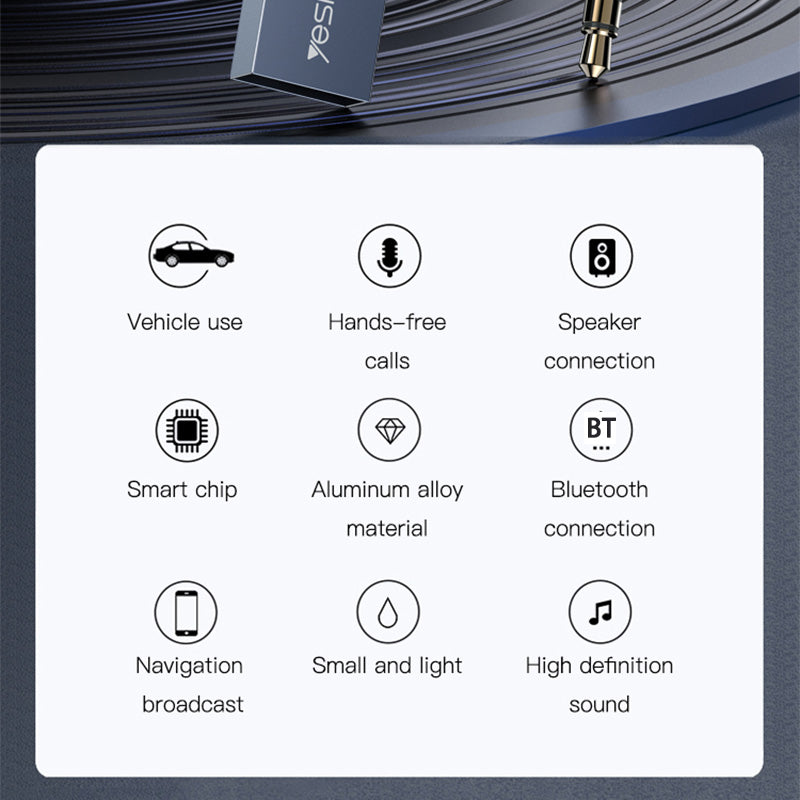 YESIDO YAU24 3.5mm AUX Car Bluetooth Audio Receiver Adapter for Music and Hands-Free Calling