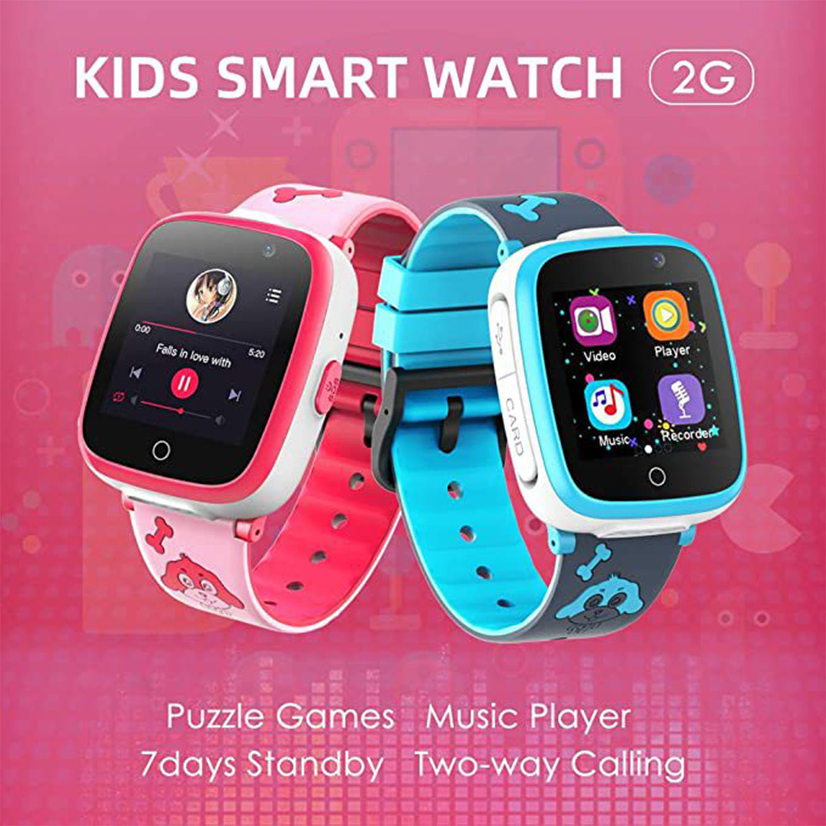 S6 1.54-inch HD Color IPS Screen Children Smart Watch Portable 2G Calling Watch with Mic/Puzzle Games Support Two-way Chat