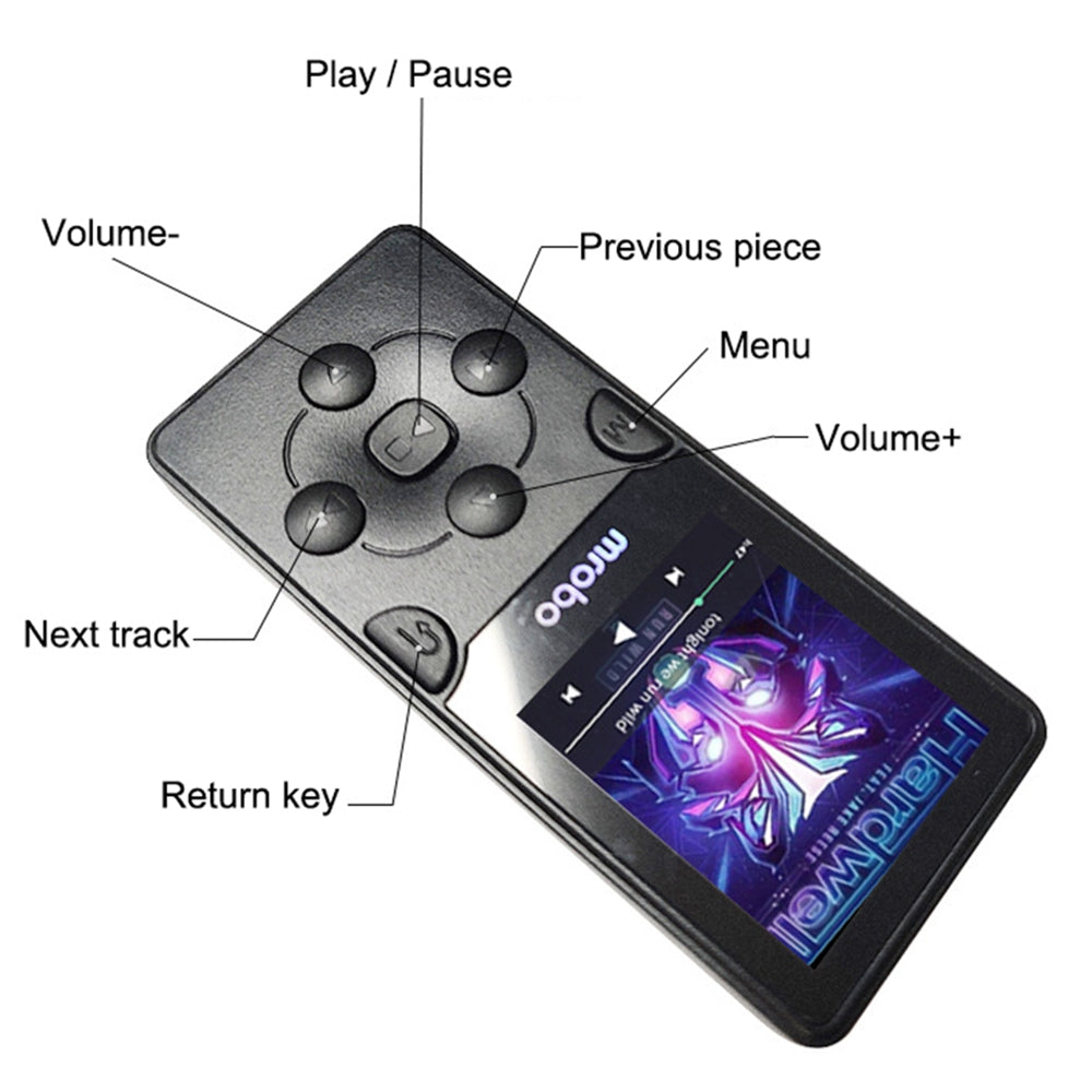 MROBO X-02 8GB 1.8-inch Screen Portable Student MP4 Player Music Video Player with FM Radio Voice Recording Function