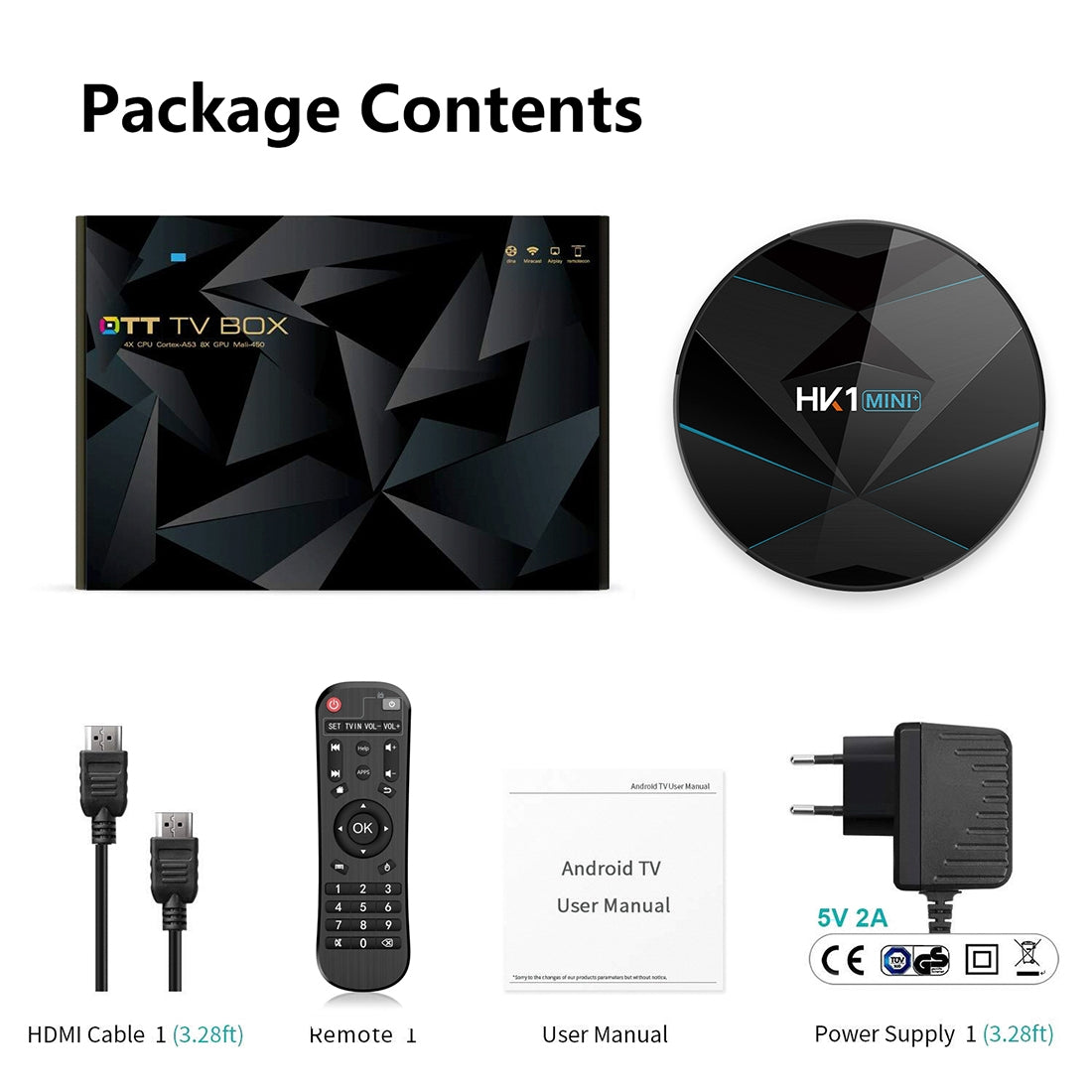 HK1MINI+ Android 9.0 RK3318 Quad Core Bluetooth TV Box WiFi Media Player 2+16GB