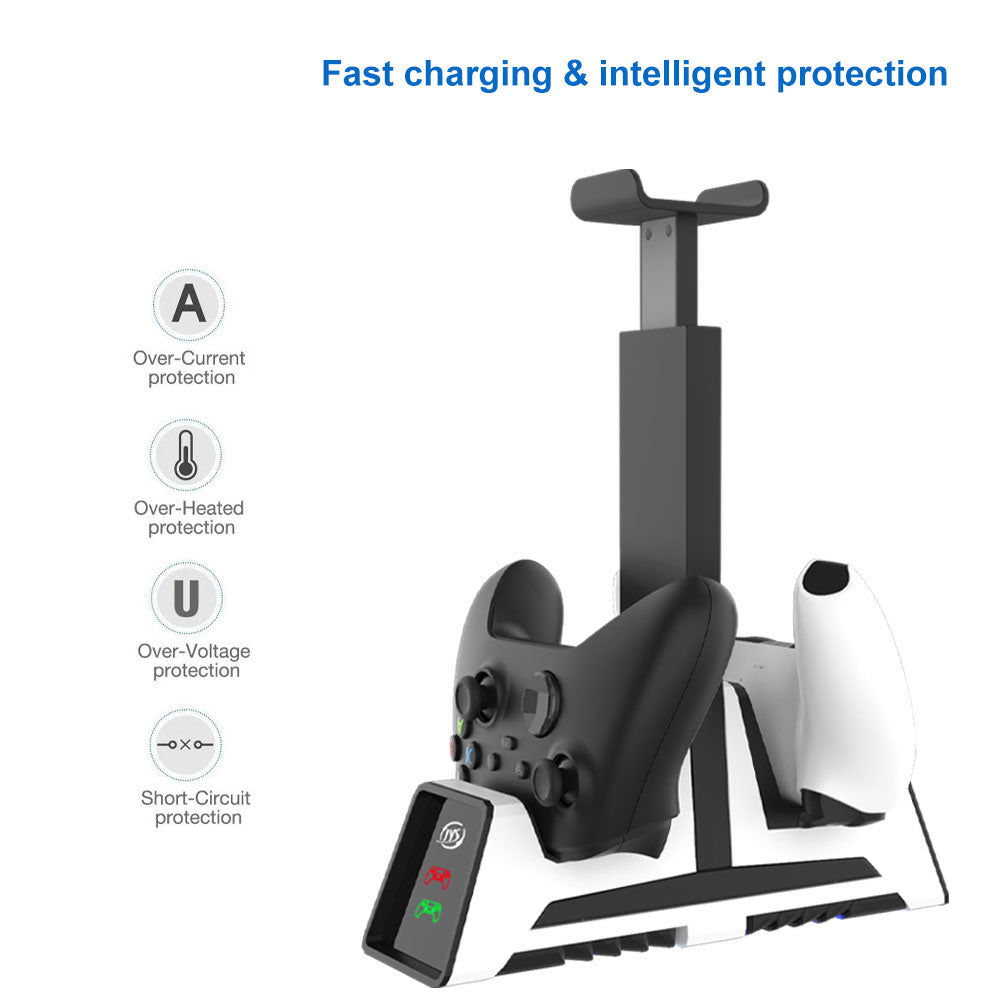 JYS-P5113 Dual USB Charging Station Dock with Headphone Hanger Holder for Sony Playstation 5 Controller