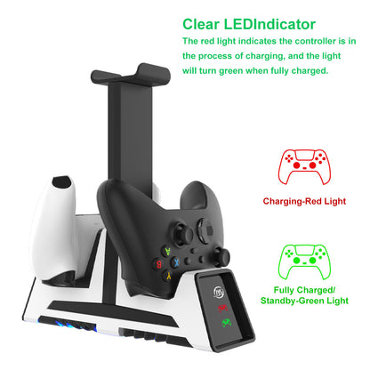 JYS-P5113 Dual USB Charging Station Dock with Headphone Hanger Holder for Sony Playstation 5 Controller