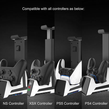 JYS-P5113 Dual USB Charging Station Dock with Headphone Hanger Holder for Sony Playstation 5 Controller