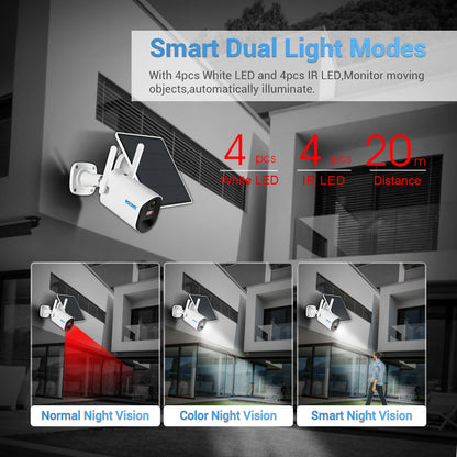 ESCAM QF290 Solar WiFi Camera 1080P Waterproof Security Camera Solar Panel Battery Powered with IR Night Vision