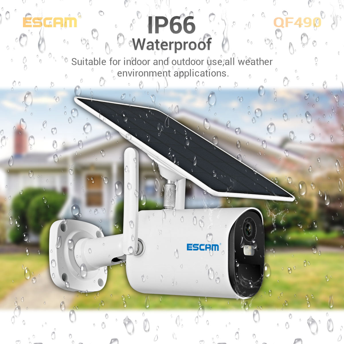 ESCAM QF490 1080P 4G Solar PIR Alarm Dome Night Vision CCTV IP Camera Pan/Tilt Monitor