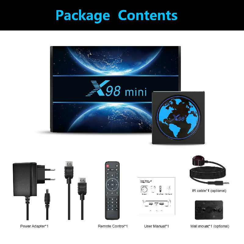 X98 mini 2+16GB 2.4G/5G WiFi 100M Amlogic S905W2 Quad Core Android 11 Smart TV Box 4K 60fps Set Top Box Media Player