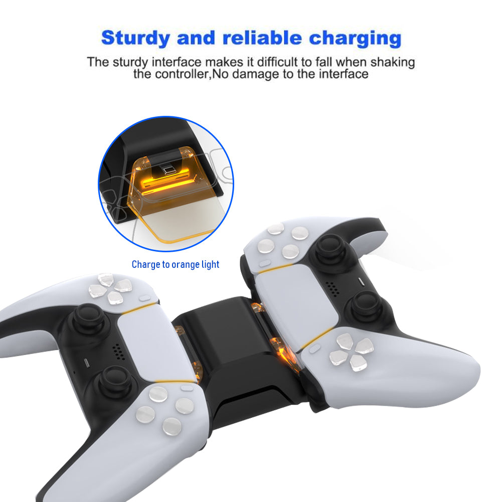 DOBE TP5-0528 Type-C USB Dual Charging Dock Station with USB Cable for PS5 Controller - Black/Transparent