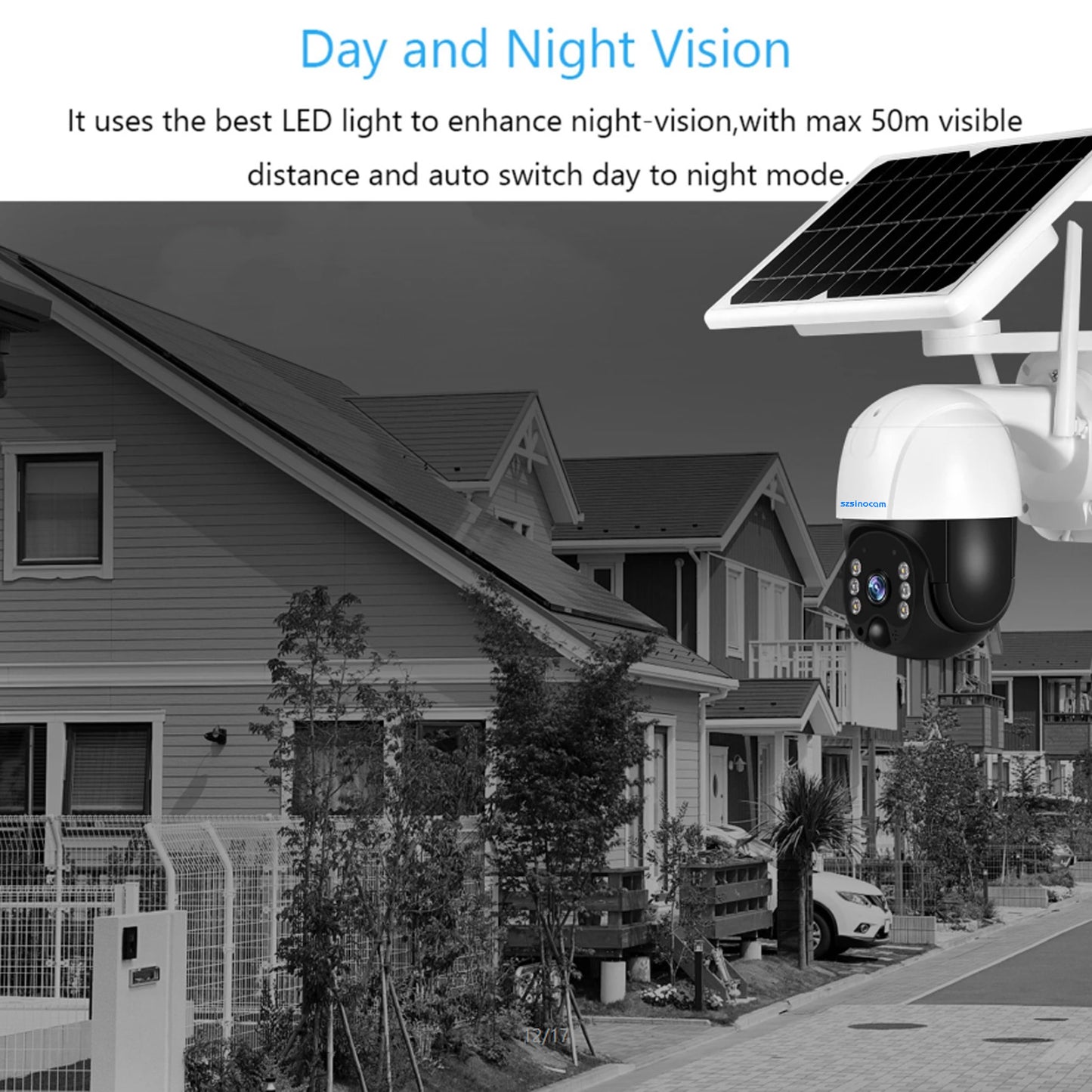 SZSINOCAM SN-HSP-HT17 Solar Power 3.0MP WiFi Camera Two-way Talk Night Vision Surveillance PTZ Camera