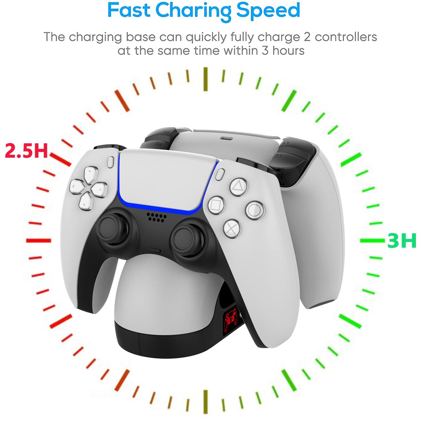 IPEGA PG-P5008 Portable Gamepad Charging Station Handheld Game Controller Dual Charging Dock for PS5 Controller