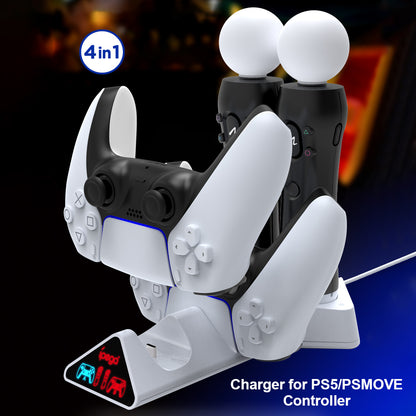 IPEGA PG-5011 4 in 1 Game Controller Charging Dock Multi-function Gamepad Charging Stand for PS5/PS Move Controller