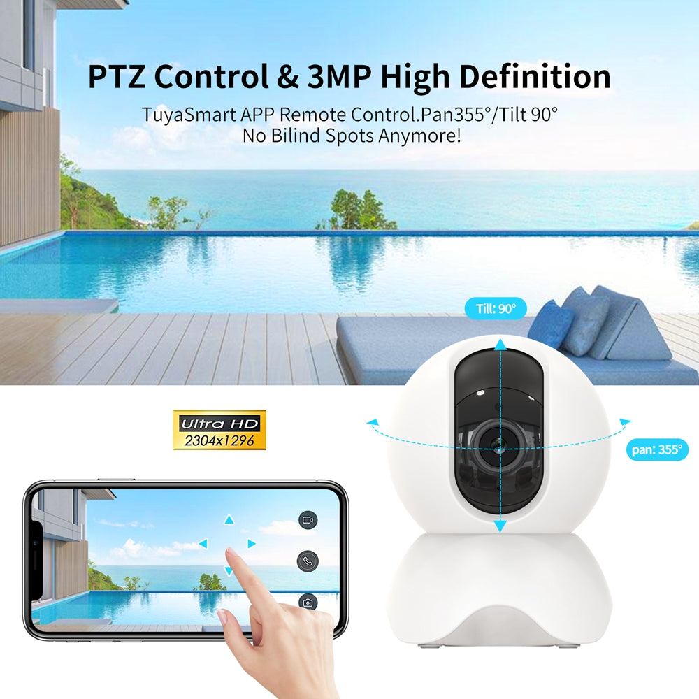 D305 Outdoor WiFi Security Camera 3MP HD PTZ Camera for Home Safety Smart Motion Detection Camera