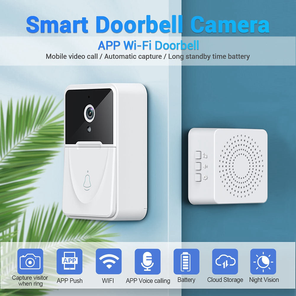 X3 Smart Doorbell Camera Mobile App Video Call Camera Monitor Voice Change Two-way Dialogue Snapshot Function Free Cloud Storage Smart Video Doorbell for Home Security