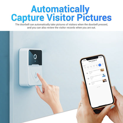 X3 Smart Doorbell Camera Mobile App Video Call Camera Monitor Voice Change Two-way Dialogue Snapshot Function Free Cloud Storage Smart Video Doorbell for Home Security